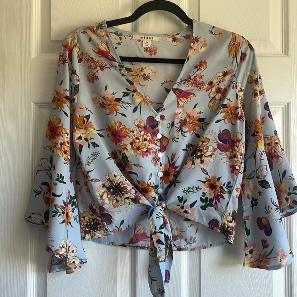 Miami Light Blue Floral Blouse